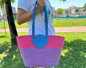 Rope Handbag, Summer Bag, Beach Bag, Cord Bag, Cotton Rope Bag, Bag for Summer, Shoulder Bags, Eco-Friendly Gift, Gift for Women, Tote Bag