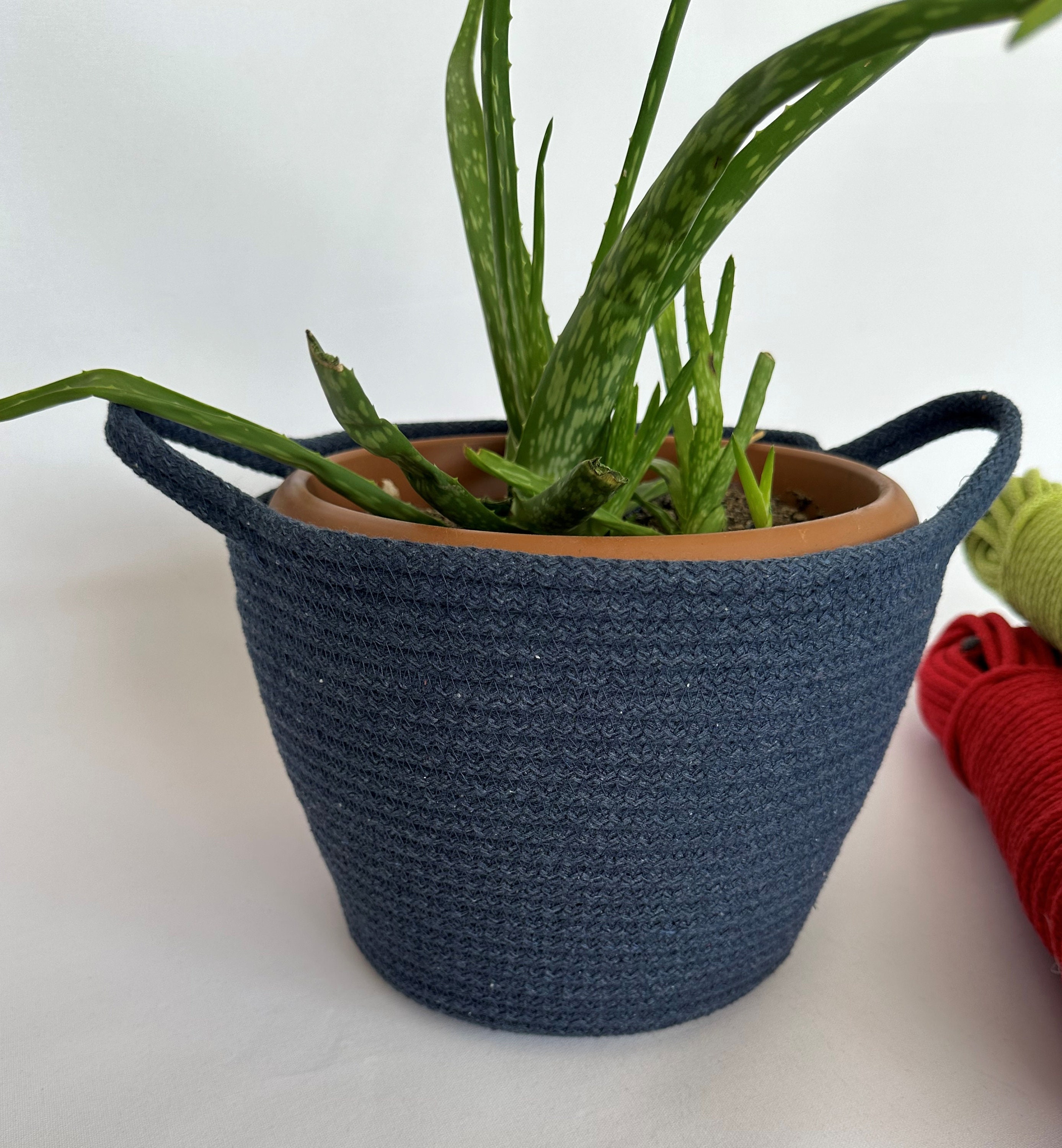 Rope Planter Basket, Flower Holder, Flower Baskets, Cotton Baskets, Planter Holder, Custom Size Basket, Plant Lover Gift, Planter Decor