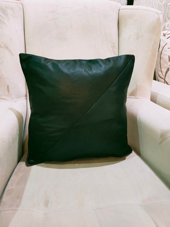 Black leather pillow cover hot sale