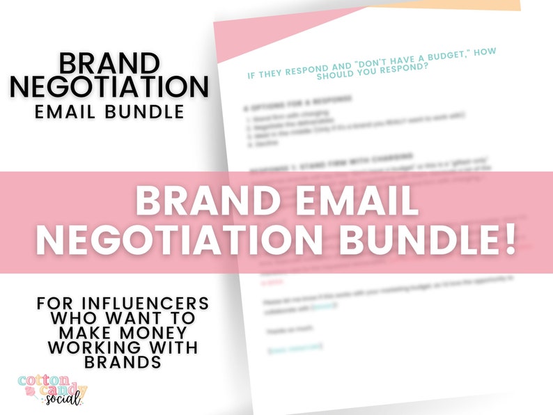 Brand Negotiation Email Template for Influencers, Make Money Working with Brands, Make Income from Brand Collaborations, Partnership Deal 