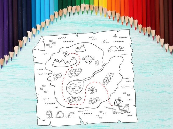 Pirate Treasure Map Coloring Page - Get Coloring Pages