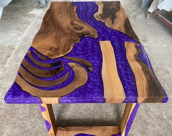 Purple Epoxy Walnut Dining Table: Handmade Resin River Table - Etsy