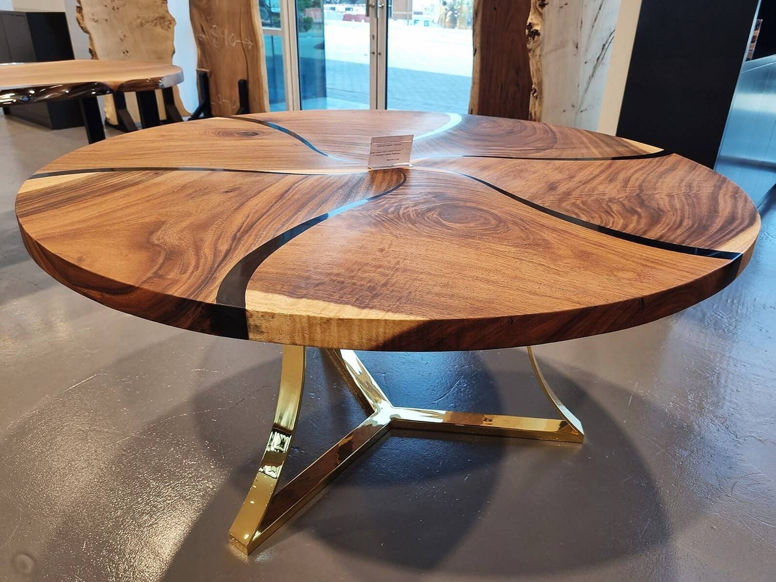 Custom Made American Walnut Wood Black Epoxy Round Dining - Etsy