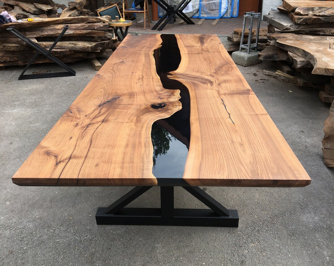 Walnut Black Epoxy Table / Walnut Wood Dining Epoxy Table / Etsy