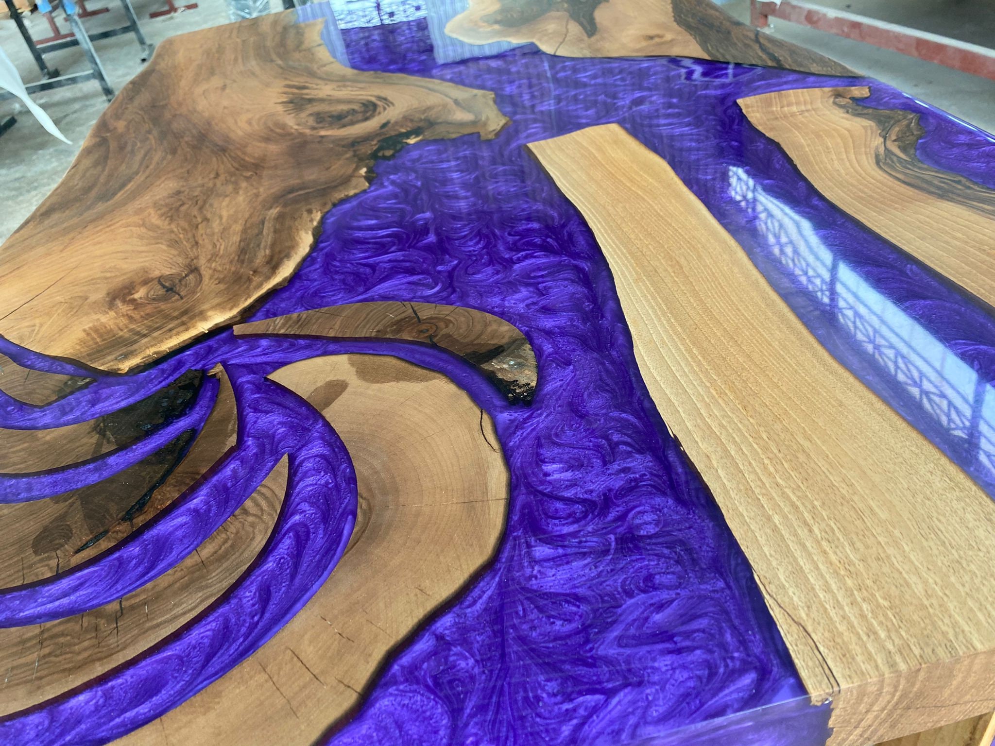 Purple Epoxy Walnut Dining Table: Handmade Resin River Table - Etsy