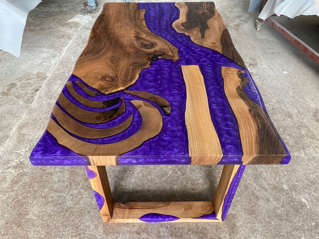Purple Epoxy Walnut Dining Table: Handmade Resin River Table - Etsy
