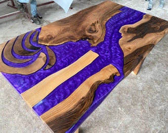 Purple Epoxy Walnut Dining Table: Handmade Resin River Table - Etsy