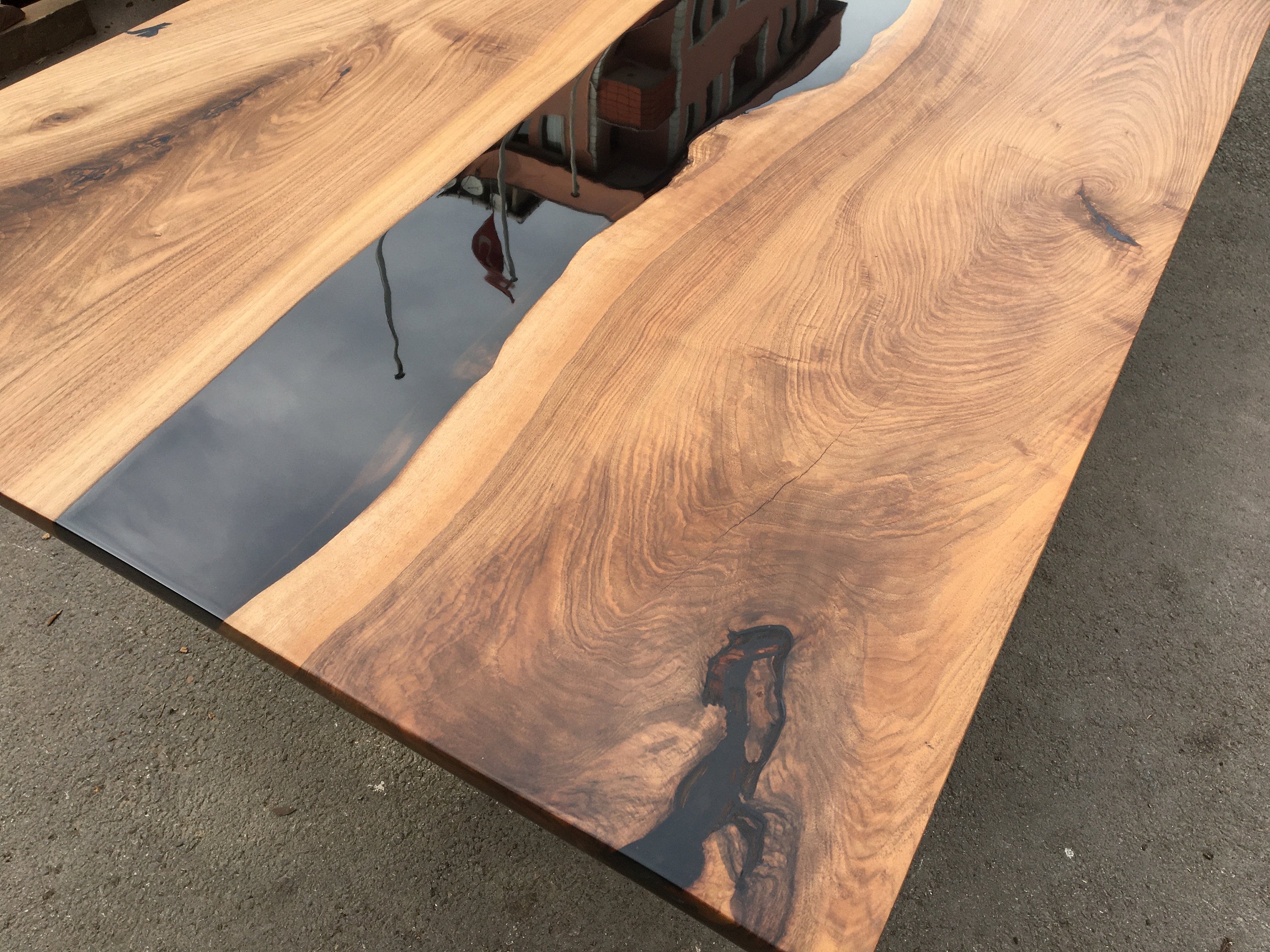 Black Walnut Epoxy River Coffee Table 125 - KC Custom Hardwoods