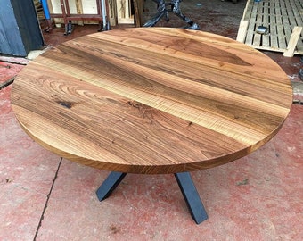 Handmade Walnut Wood Round Table: Mid-Century Modern Dining or Coffee Table