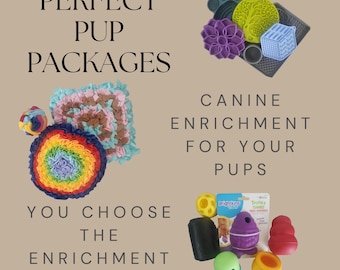 Custom dog canine enrichment box, pup package, Foraging snuffle mat lick mat, dog brain game enrichment, dog puzzle toy subscription dog box