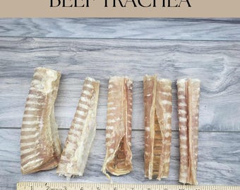 Dehydrated beef trachea chews, Single ingredient high protein treat Free range beef trachea chews 6 or 12 inch glucosamine & chondroitin