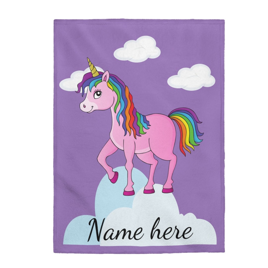 Custom Unicorn Blanket, Personalized Unicorn Baby Teen Adult Blanket