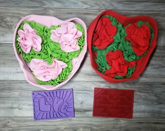 Valentine's Day Enrichment gift box for dogs cats rabbits, Heart Flower Snuffle Mat for Cats and Small Dogs, Lick mat for cats and dogs