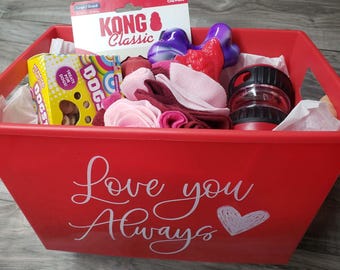 Valentine's Day Enrichment gift box for dogs 5 piece set, Valentines Day Pet gift toys kong treats for dogs, Canine enrichment snuffle ball