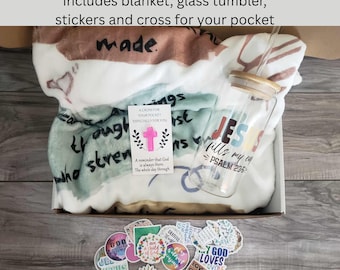 Christian care package Hug in a box, Child of God blanket, Christian Self Care Gift, Christian Positive Message Gift, Cross for your pocket