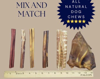 Dehydrated Pig ears beef trachea collagen sticks beef cheek stick bully sticks All natural dog chews treats, dog charcuterie mix & match box