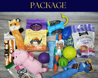 Custom Pup Package, Puppy Doggy Toy Treat Mystery Gift Box, Dog Bark Box with 5, 7 or 10 toys/treats box, Pup Parcel Package