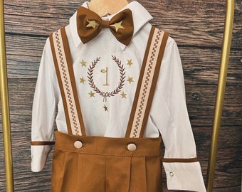 Personalize Little Gentleman Boy Birthday Outfit, Boys Bowtie Set,Baptism Suit, Baby Photography Outfit,Smash Cake Outfit,Boys Easter Outfit