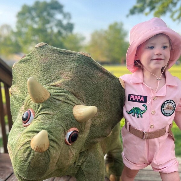 Pink Fancy Dinosaur Safari Costume for Adventurer Kids - Jurassic Girl Concept for Photo Props  halloween costume christmas
