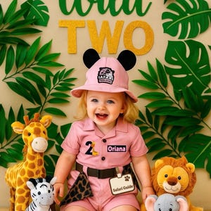 Personalized Safari Outfit for Girls – Pink Safari Jumpsuit for Birthday – Two Wild or Wild One Costume – Toddler Halloween Outfit