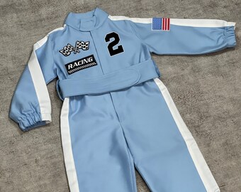 Two Fast Light Blue Cake Smash Custom Personalized Unisex Racing Suit 1st Birthday 12 months Gift Light Blue Racing Jumpsuit halloween