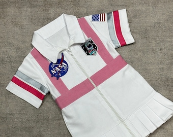 Astronaut Dress with Pink Accents Toddlers Babies Custom Astronaut Kids Photo Props Birthday Gift halloween costume thanksgiving cyber sale