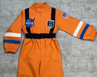 Personalized Orange Astronaut Costume - Perfect for Kids' Photoshoots or Birthday Surprises!