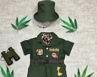 Two Wild Safari Costume-Toddler Safari Outfit Junior Park Ranger Concept Photo Props Halloween Costume - Wild One Birthday Gift-Baby Safari