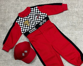 Checkered Racing Suit Two Fast Birthday Custom Race Suit-Race Car Birthday-Halloween Costumes-Drag Race-Photography Props-1st Birthday Gift