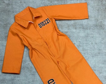 Kids Orange Prisoner Jumpsuit Halloween Cosplay Costume For Children  Custom Personalized Unisex  Birthday or Photoshoot Props Jail Bird
