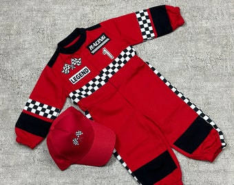 Red Racing Suit Unisex Racing Suit with Brand Logos - Patches Customized  Birthday Gift - Custom Red Racing Jumpsuit gifts christmas