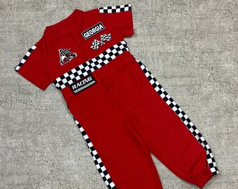 Two Fast Birthday Custom, Personalized Unisex Racing Suit 1st Birthday Gift Red Racing Jumpsuit Birthday Gifts Halloween Baby Race Costume