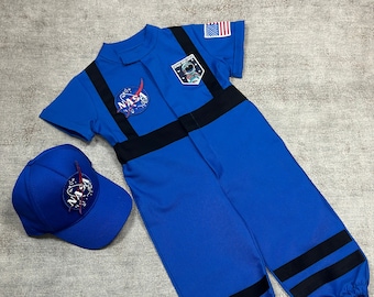 Traje de astronauta azul Astronauta personalizado Niños Accesorios de fotografía o regalo de cumpleaños disfraz de halloween acción de gracias venta cibernética lunes cibernético