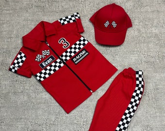Red Shirt And Pants Racer Suit - Two Fast Birthday Racing Outfit - Kids Racing Suit - Fast One Race Suit - Hallowen Costume