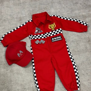 Two Fast Red Cake Smash Custom Personalized Unisex Racing Suit 1st Birthday 12 months Gift Red Racing Jumpsuit halloween