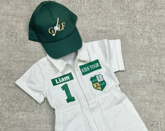 Short Sleeves and Shorts Custom Caddy Costume Cake Smash Golf Suit 1st Birthday Gift PhotoProps Halloween Costume Baby Golf Outfit Masters