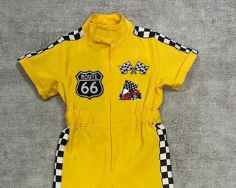 Yellow Custom Personalized Unisex Racing Suit for 1st Birthday Gift or Photoshoot Props halloween costume