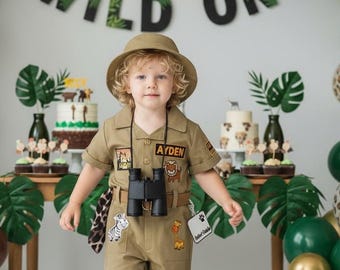 Personalized Safari Outfit for Toddler - Baby Safari Jumpsuit - Wild One Birthday - Halloween Costume