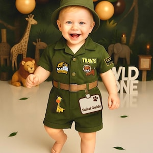 Personalized Safari Outfit for Toddler - Baby Safari Costume - Wild One Birthday Outfit - Halloween Costume - Safari Birthday Outfit