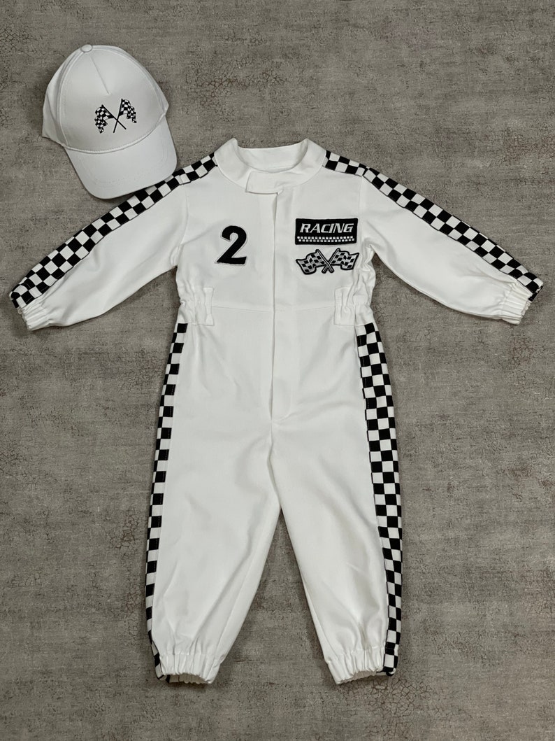White Racing Suit Custom Personalized Embroidered Unisex Etsy