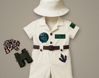 Toddler Dinosaur Costume, Kids Safari Outfit, T-Rex Birthday Jurrasic Party, Halloween Costume