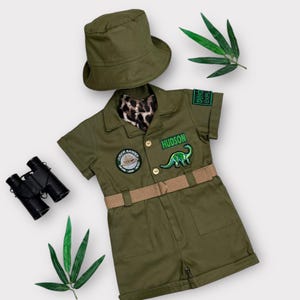 Toddler T-Rex Jumpsuit Dinosaur Explorer Outfit - Fun Jurassic Concept for Halloween & Birthday Outfit - Kids Dinosaur Explorer Jumpsuit