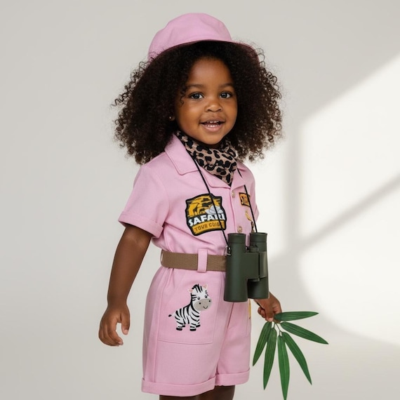 Costume Safari Jungle Bébé Fille – Robe Tulle Girafe + Chapeau – 1er Anniversaire Wild One