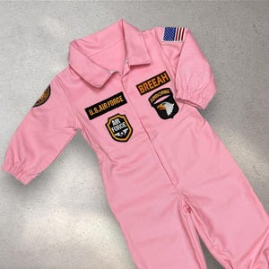Pink Personalized Aviator Girls Costume - US Airforce Pilot Suit -  Fighter Jet Pilot Suit for Toddler- Aircraft Pilot Outfit for Girls