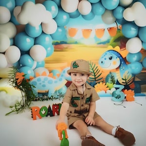 Traje de safari de dinosaurio para bebé - Disfraz de safari elegante para niños - Disfraz de safari de dinosaurio para niños pequeños - Fiesta de cumpleaños de Wild One - Disfraz de Halloween
