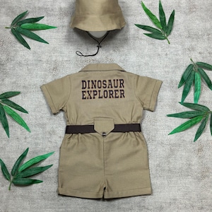 Dinosaur Safari Outfit Jurrasic Fancy Safari Costume Kids Dino Birthday Outfit Dinosaur Explorer Paleontologist Halloween Costume image 3