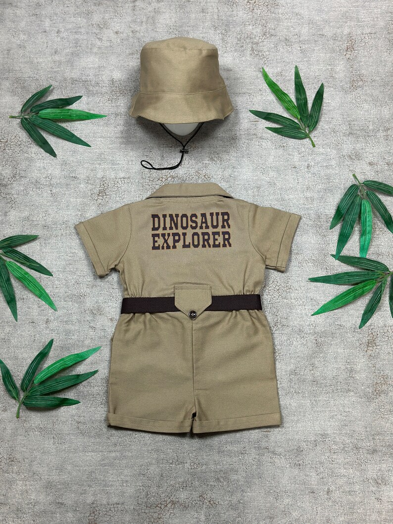 Dinosaur Safari Outfit Jurrasic Fancy Safari Costume Kids Dino Birthday Outfit Dinosaur Explorer Paleontologist Halloween Costume image 3