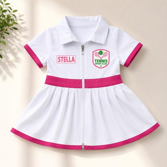 Personalized Baby Tennis Dress - Toddler Tennis Outfit With Name - Sport Club Costume for Girls