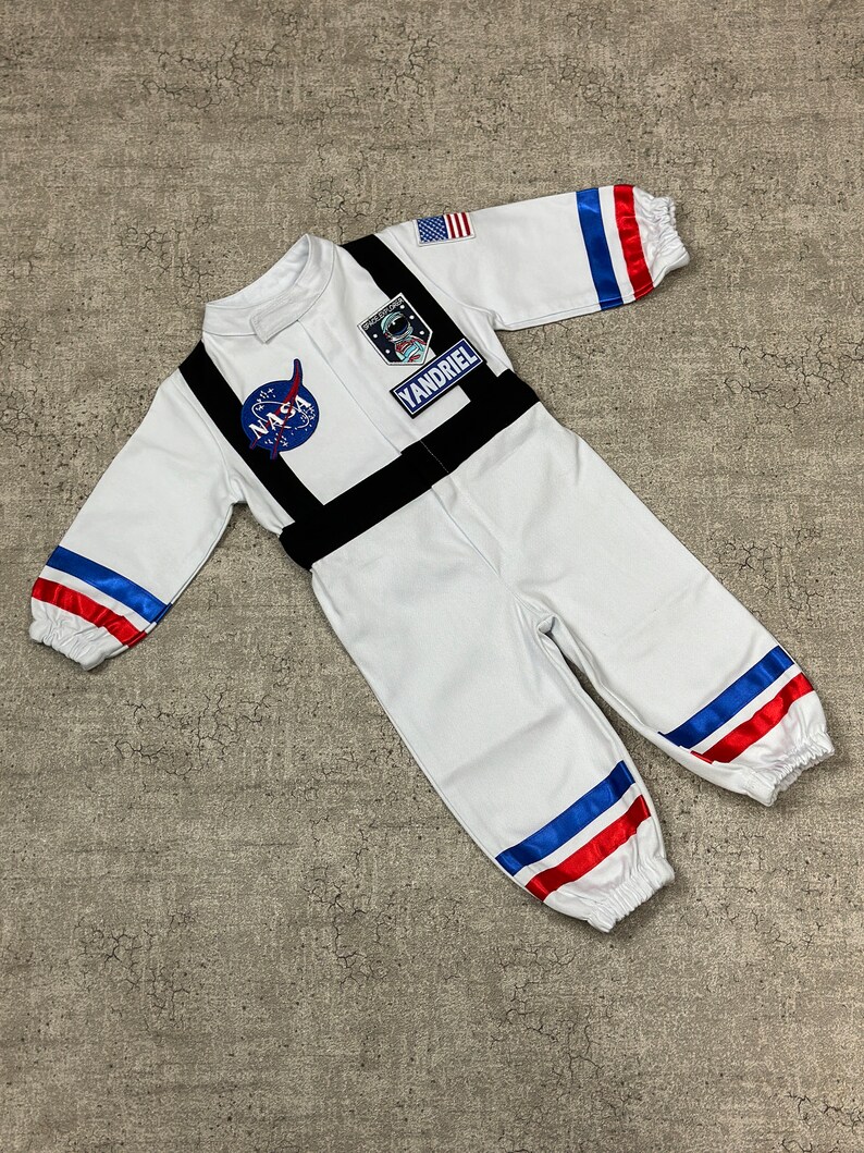 Personalized White Long Astronaut Kids Costume Space Baby Jumpsuit Toddler Space Themed Birthday Party Suit Astronaut Themed Outfit image 9