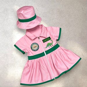 Tenue d'anniversaire de dinosaure fille - robe d'explorateur de dinosaure personnalisée pour tout-petit - Costume Safari - Costume de dinosaure d'Halloween - Costume de Ranger Junior